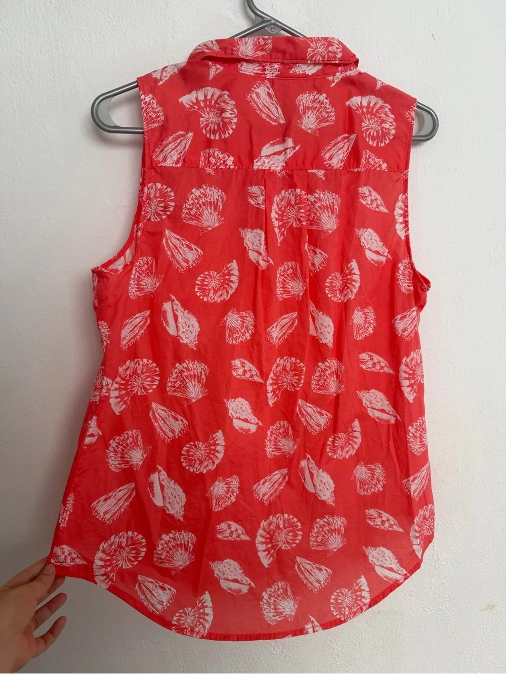 Sleeveless Red Floral Shells Button-Front Top - St. Johns Bay